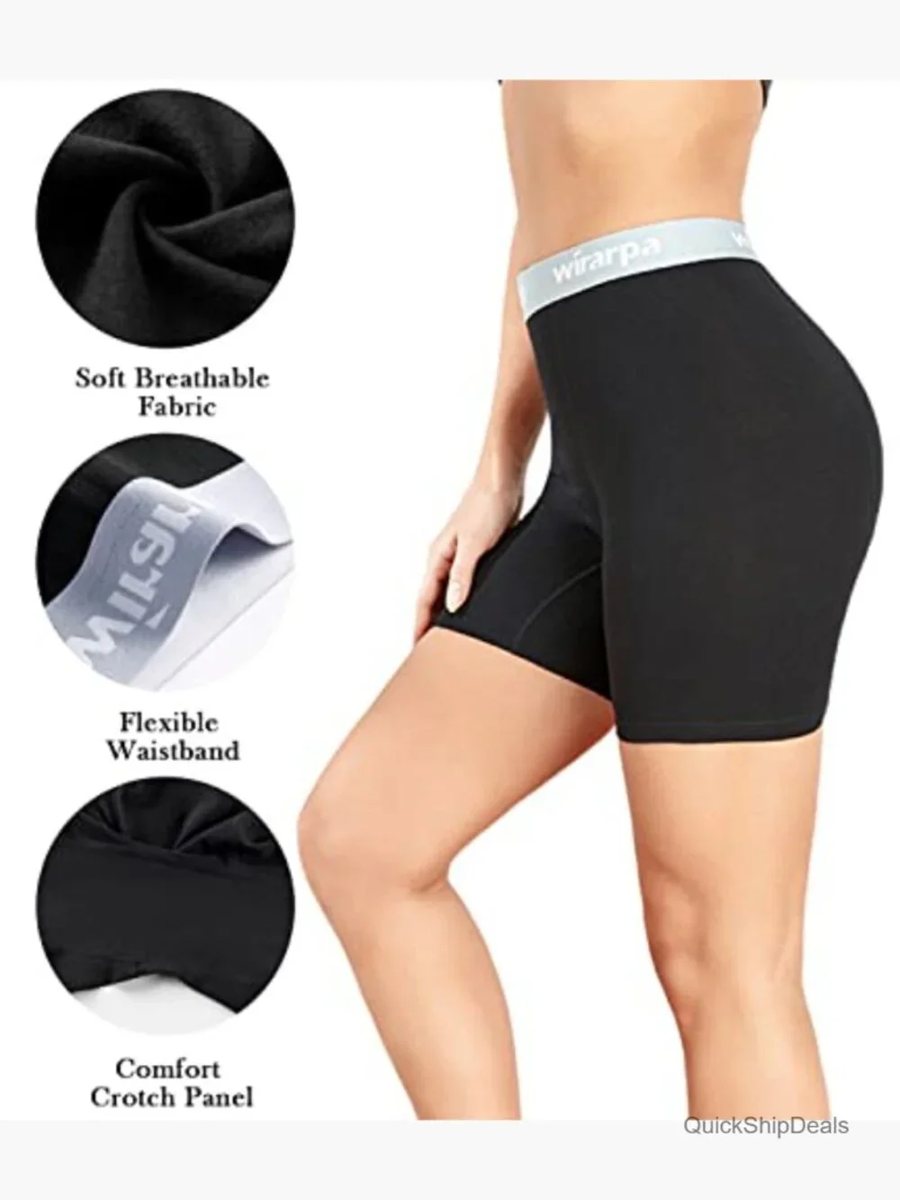 Women's Cotton Boxer Briefs Anti Chafing 5.5" Inseam 4 Pack - Picture 3 of 7